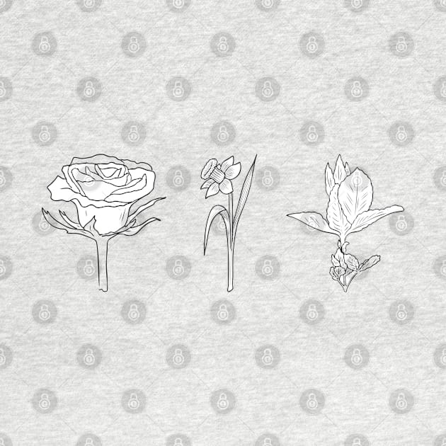 black rose flower line art design by Artistic_st